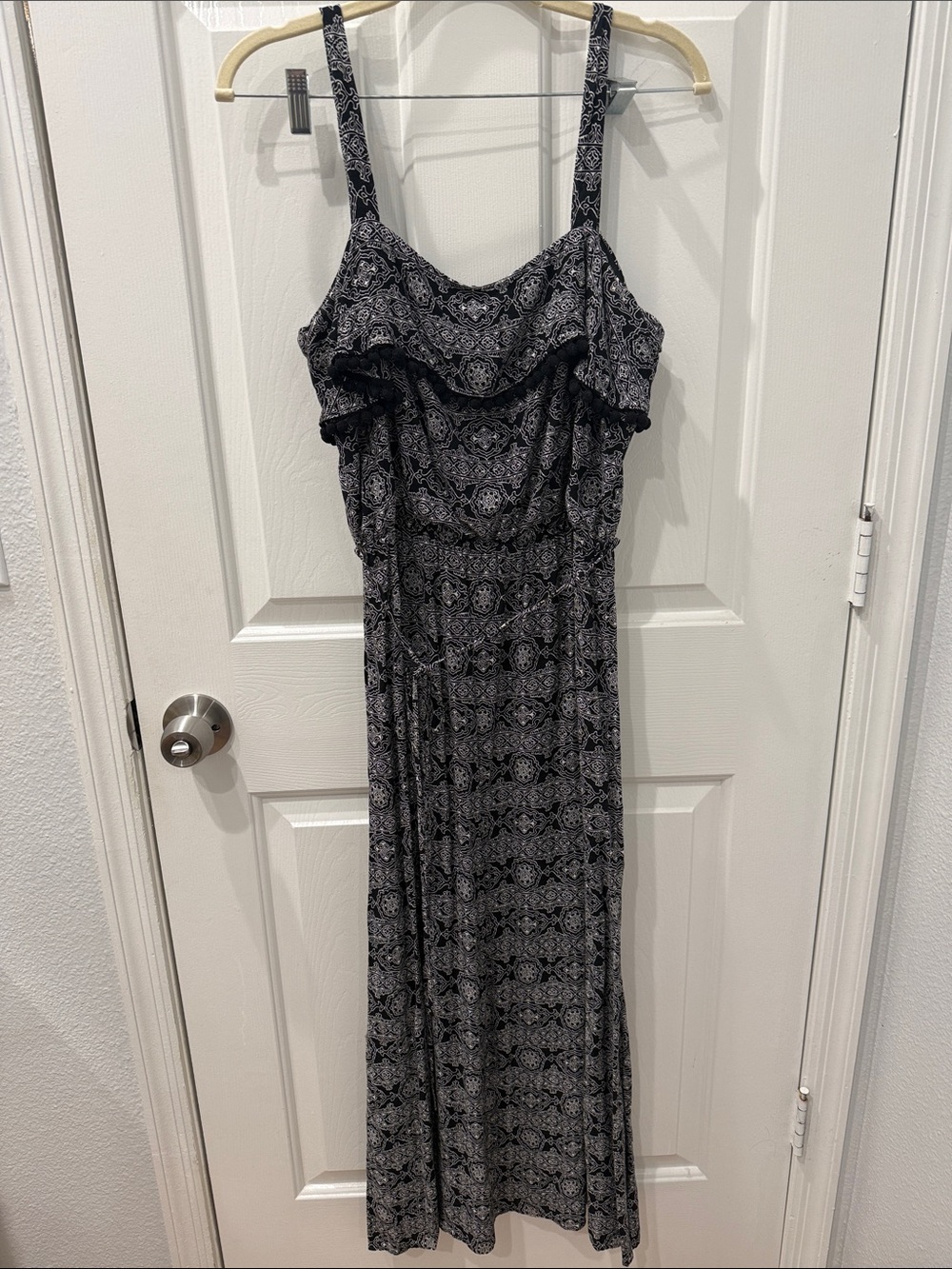 LOFT Black and White Patterned Maxi Dress